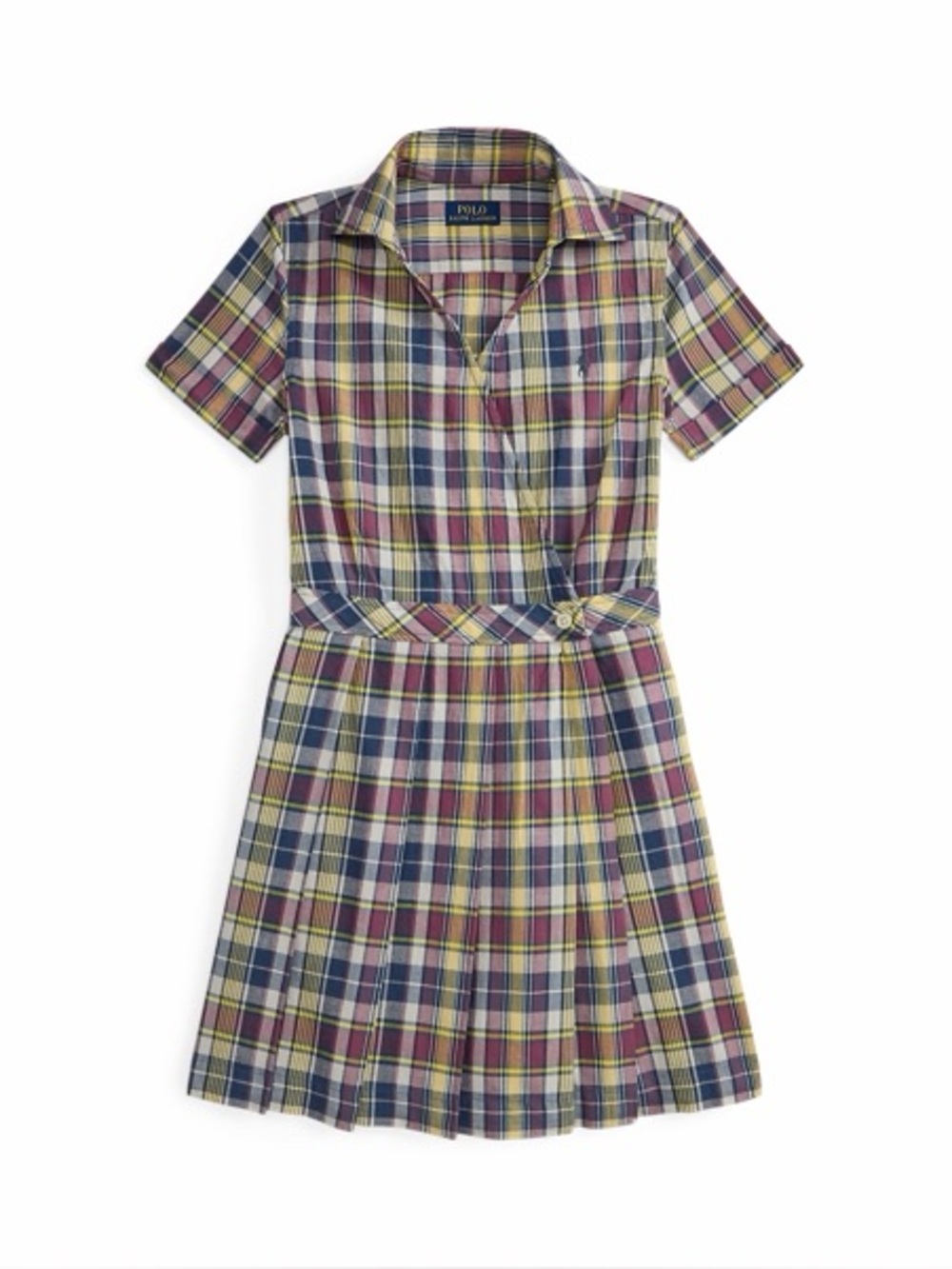 NWT girls Ralph lauren Plaid Cotton Wrap Dress Size 16